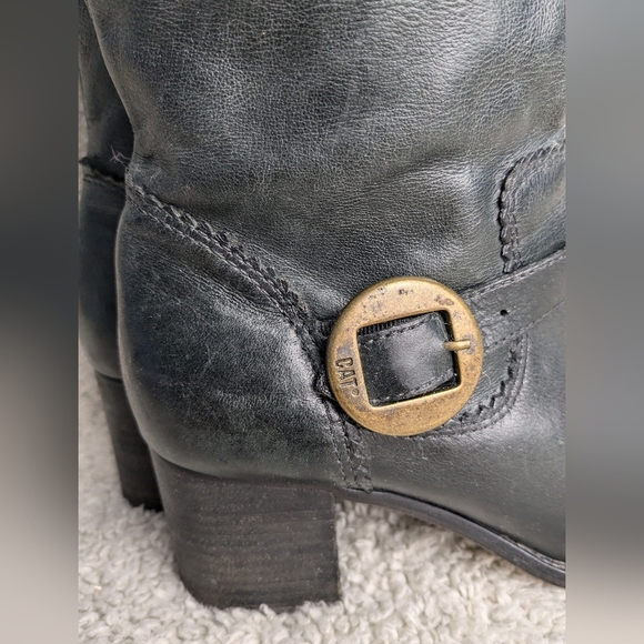 Caterpillar Women's Black Leather Boots Model Jessie Size 8 Y2k Made In Brazil - Picture 4 of 11